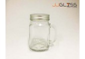 (AMORN)  Mason Jar 450 Silver - 16 oz. Handmade Colour Water Glass (450 ml.)